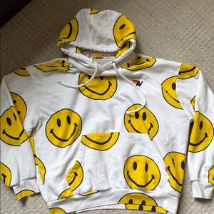 Smiley Face White and Yellow Hoodie